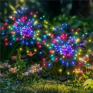 Garden Decor Solar Lights Outdoor,2Pack 120LED Waterproof Colorful Solar Garden